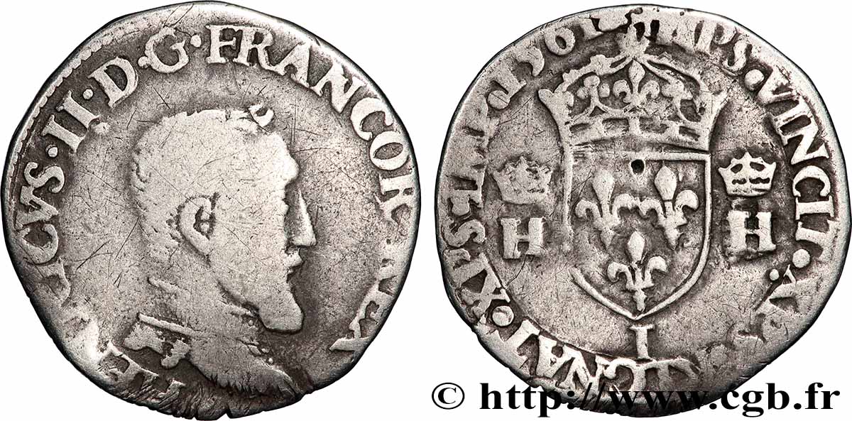 CHARLES IX COINAGE IN THE NAME OF HENRY II Demi-teston à la tête nue, 5e type 1561 Limoges VF