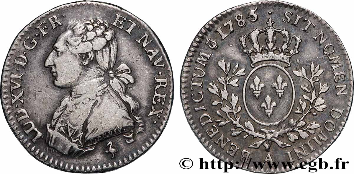 LOUIS XVI Cinquième d&nbsp;écu aux branches d&nbsp;olivier 1785 Paris TTB