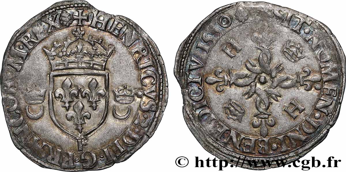 HENRI II Douzain aux croissants 1550 Angers SUP
