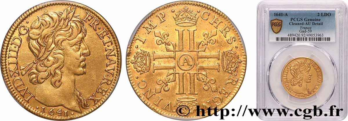 LOUIS XIII LE JUSTE Double louis d&nbsp;or aux huit L (effigie de Jean Warin) 1641 Paris, Monnaie du Louvre TTB+/SUP
