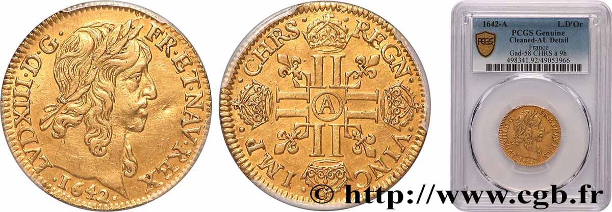 LOUIS XIII  Louis d&nbsp;or aux huit L (effigie de Jean Warin) 1642 Paris fVZ/VZ