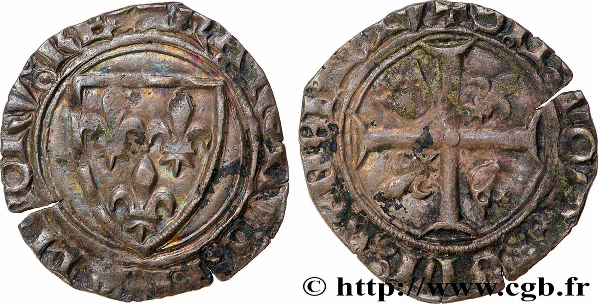 CHARLES VI &nbsp;THE MAD&nbsp; OR &nbsp;THE WELL-BELOVED&nbsp; Blanc dit &nbsp;guénar&nbsp; n.d. Romans XF/VF