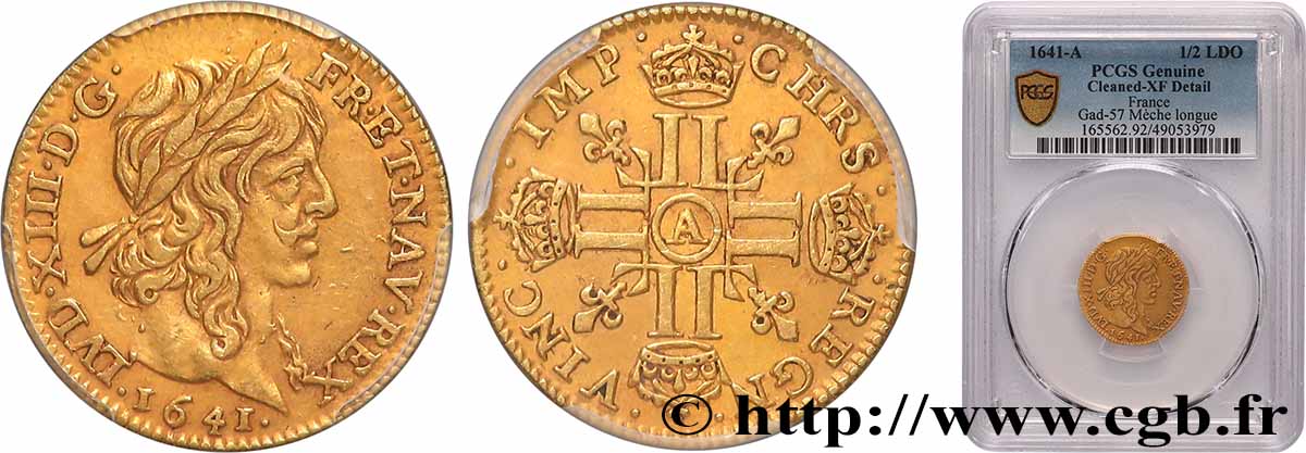 LOUIS XIII Demi-louis d&nbsp;or aux huit L (effigie de Jean Warin) 1641 Paris AU