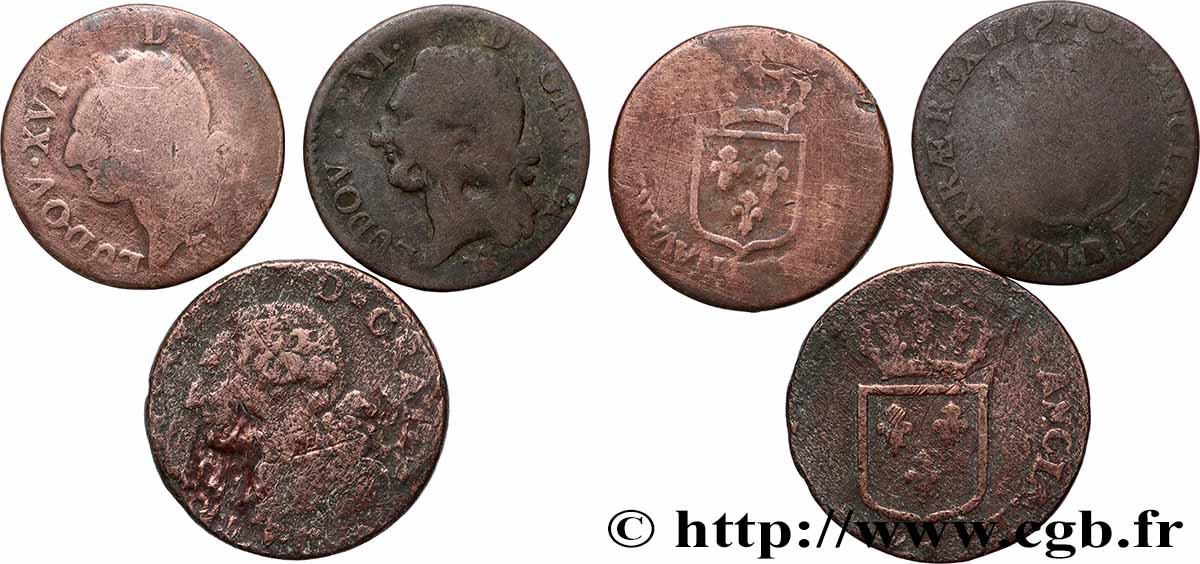 LOUIS XVI Demi-sol dit &nbsp;à l&nbsp;écu&nbsp;, lot de 3 ex. n.d. Ateliers divers Lot