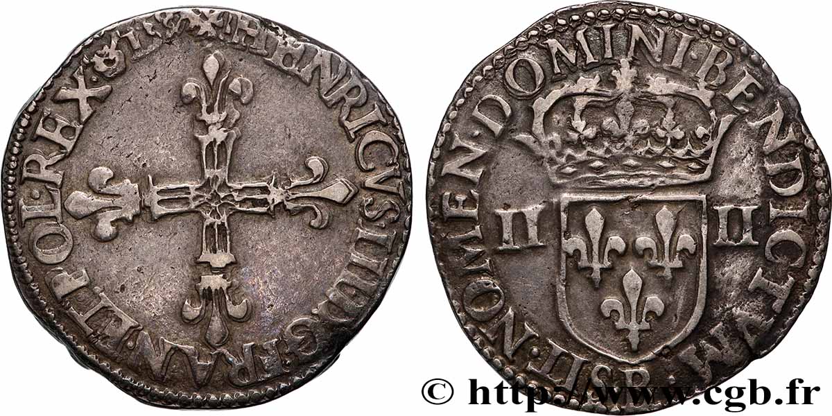 HENRY IV Quart d&nbsp;écu, croix de face 159[?]  Rouen XF