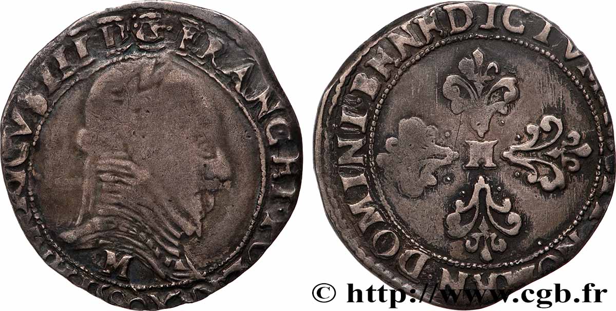 LIGUE. COINAGE AT THE NAME OF HENRY III Demi-franc au col plat 1590 Toulouse BC/BC+