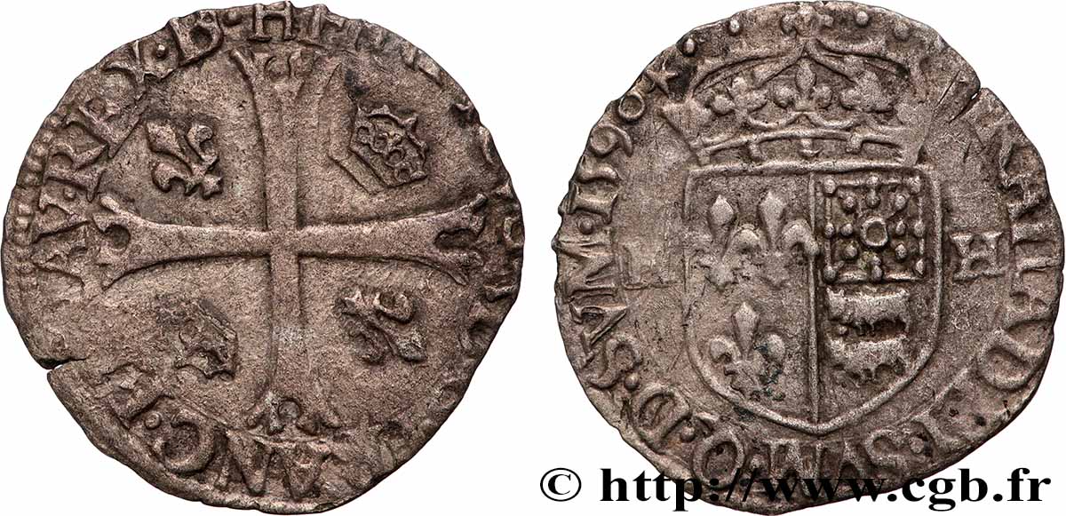 HENRY IV Douzain de Béarn, 1er type 1590 Morlaàs q.BB/BB