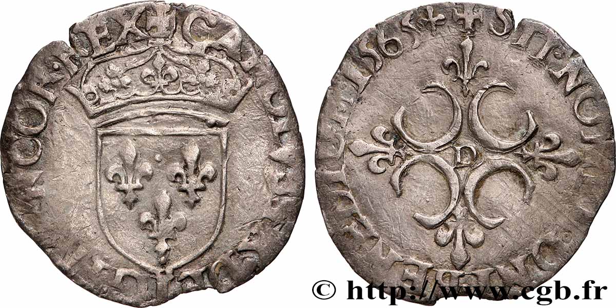 CHARLES IX Sol parisis , 1er type 1565 Lyon VF
