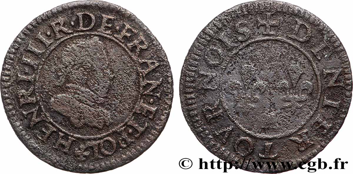 HENRY III Denier tournois, 1er type de Paris n.d. Paris, Moulin des Étuves MB