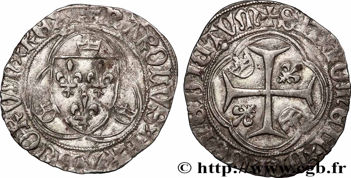 CHARLES VIII Blanc à la couronne n.d. Saint-Lô TTB+