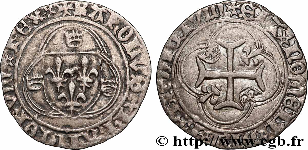 CHARLES VIII Blanc à la couronne n.d. Saint-Pourçain TTB