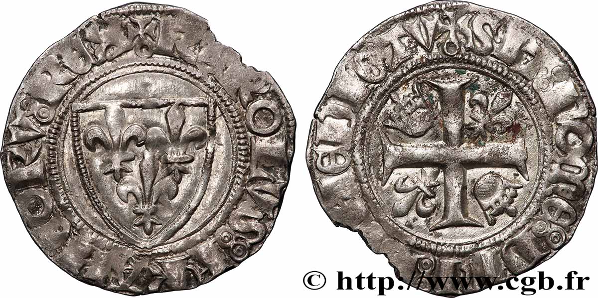 CHARLES VI LE FOU OU LE BIEN AIMÉ Blanc dit &nbsp;guénar&nbsp; n.d. Paris TTB+/TTB