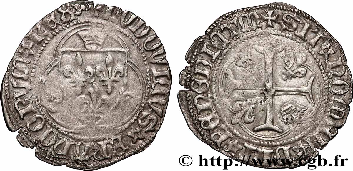 LOUIS XI LE PRUDENT Blanc à la couronne n.d. Lyon TTB