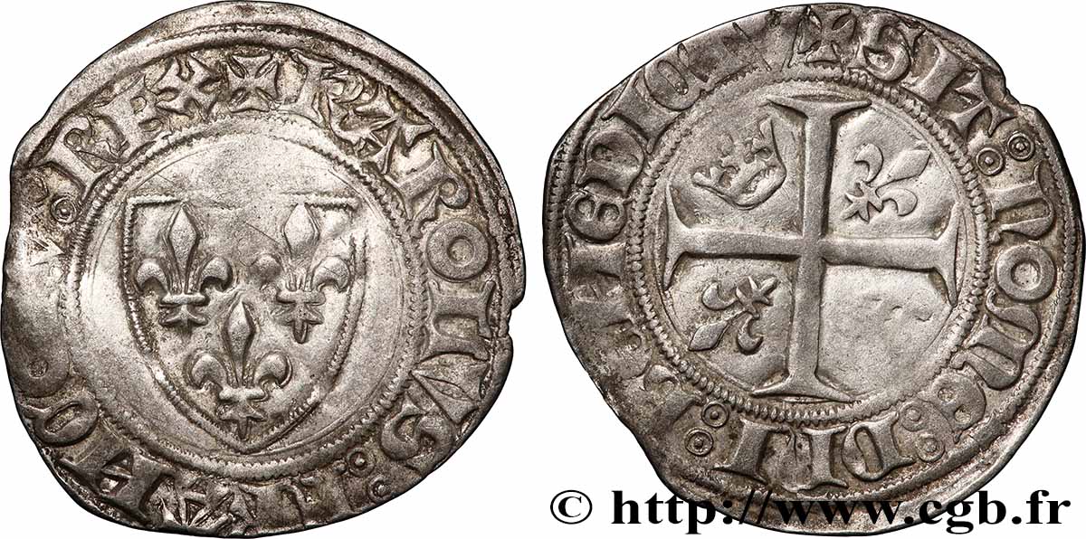 CHARLES VI LE FOU OU LE BIEN AIMÉ Blanc dit &nbsp;guénar&nbsp; n.d. s.l. TTB/TTB+