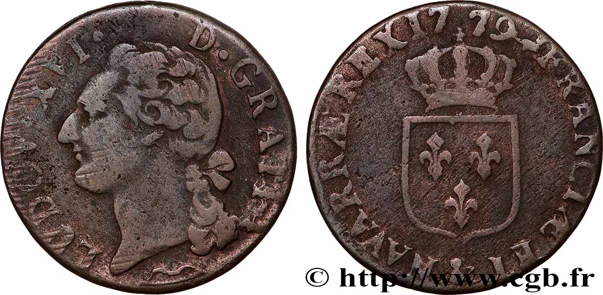 LOUIS XVI Demi-sol dit &nbsp;à l&nbsp;écu&nbsp; 1779 Aix-en-Provence VF