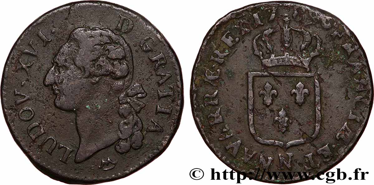 LOUIS XVI Sol dit &nbsp;à l&nbsp;écu&nbsp; 1789 Montpellier VF/VF