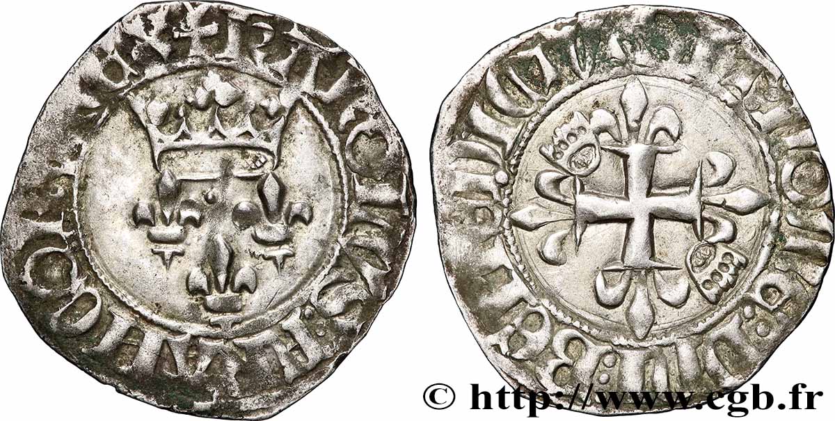 CHARLES VI &nbsp;THE MAD&nbsp; OR &nbsp;THE WELL-BELOVED&nbsp; Gros dit &nbsp;florette&nbsp; s.m. Rouen XF/AU