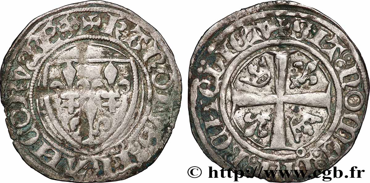 CHARLES VI &nbsp;THE MAD&nbsp; OR &nbsp;THE WELL-BELOVED&nbsp; Blanc dit &nbsp;guénar&nbsp; s.m. Poitiers VF/XF