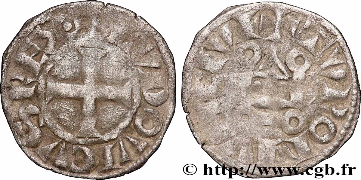 LOUIS VIII LE LION ET PREMIÈRE PARTIE DU RÈGNE DE LOUIS IX Denier tournois c.1223-1245  TB