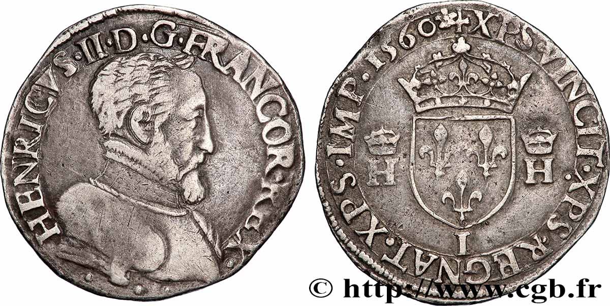 FRANCIS II. COINAGE AT THE NAME OF HENRY II Teston à la tête nue, 5e type 1560 Limoges BB
