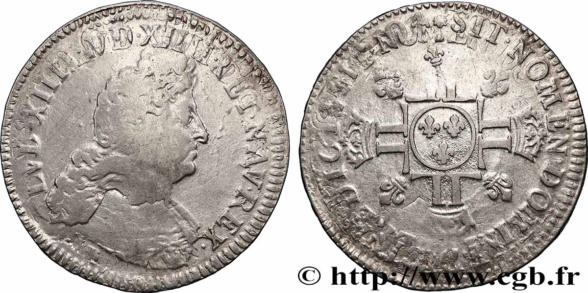 LOUIS XIV &nbsp;THE SUN KING&nbsp; Demi-écu aux huit L, 2e type 1704 Atelier indéterminé VF