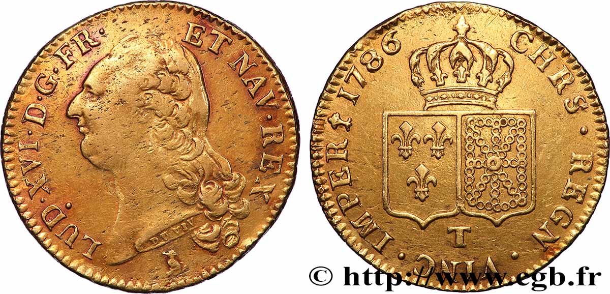 LOUIS XVI Double louis d’or aux écus accolés 1786 Nantes VF/XF