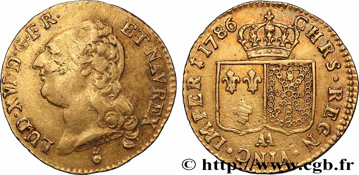 LOUIS XVI Louis d’or aux écus accolés 1786 Metz VF/XF