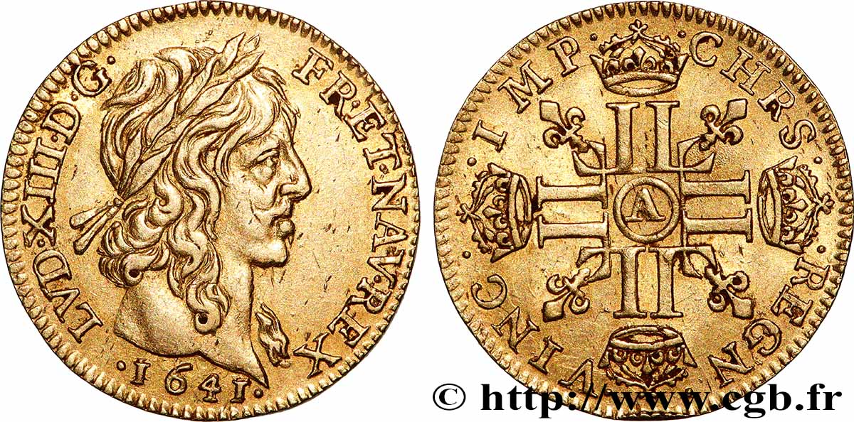 LOUIS XIII  Demi-louis d&nbsp;or aux huit L (effigie de Jean Warin) 1641 Paris q.SPL/SPL