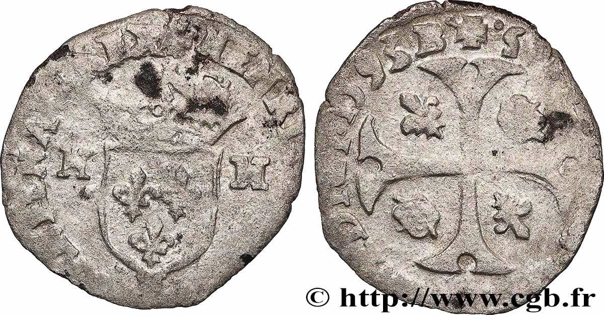 HENRY IV Douzain aux deux H, 2e type 1593 Montpellier q.MB