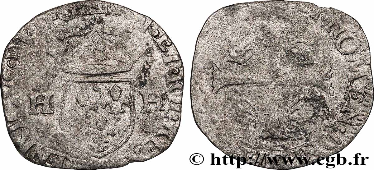 HENRY III Douzain aux deux H, 1er type n.d. Limoges B