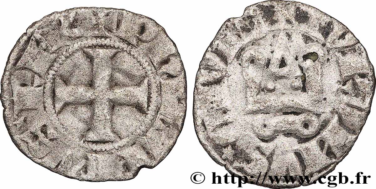 PHILIP IV &nbsp;THE FAIR&nbsp; Denier tournois à l&nbsp;O long s.m.  VF