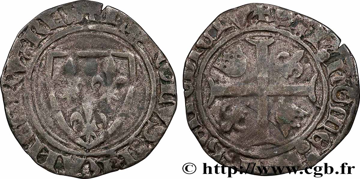 CHARLES VI &nbsp;THE MAD&nbsp; OR &nbsp;THE WELL-BELOVED&nbsp; Blanc dit &nbsp;guénar&nbsp; n.d. Romans VF