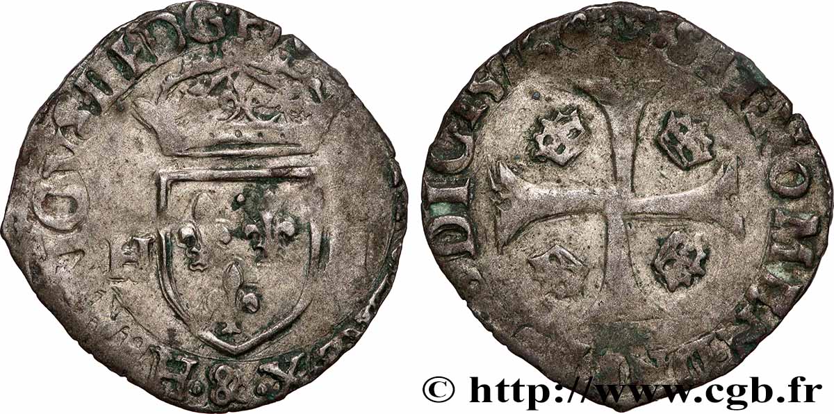 HENRI III Douzain aux deux H, 1er type 1576 Aix-en-Provence TB