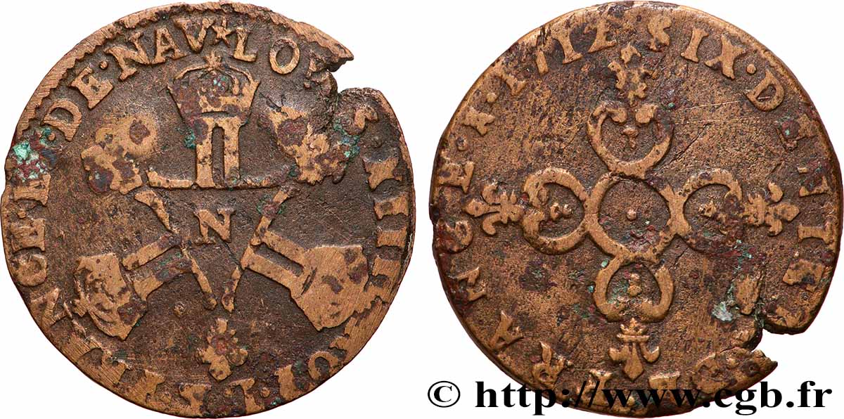 LOUIS XIV &nbsp;THE SUN KING&nbsp; Pièce de six deniers 1712 Montpellier VF