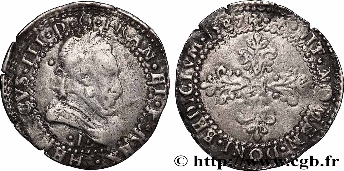 HENRY III Demi-franc au col plat 1587 Limoges SS