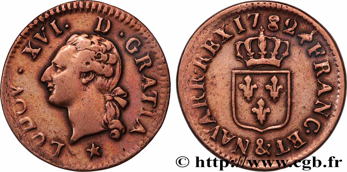LOUIS XVI Liard dit &nbsp;à l&nbsp;écu&nbsp; 1782 Aix-en-Provence BB/q.SPL