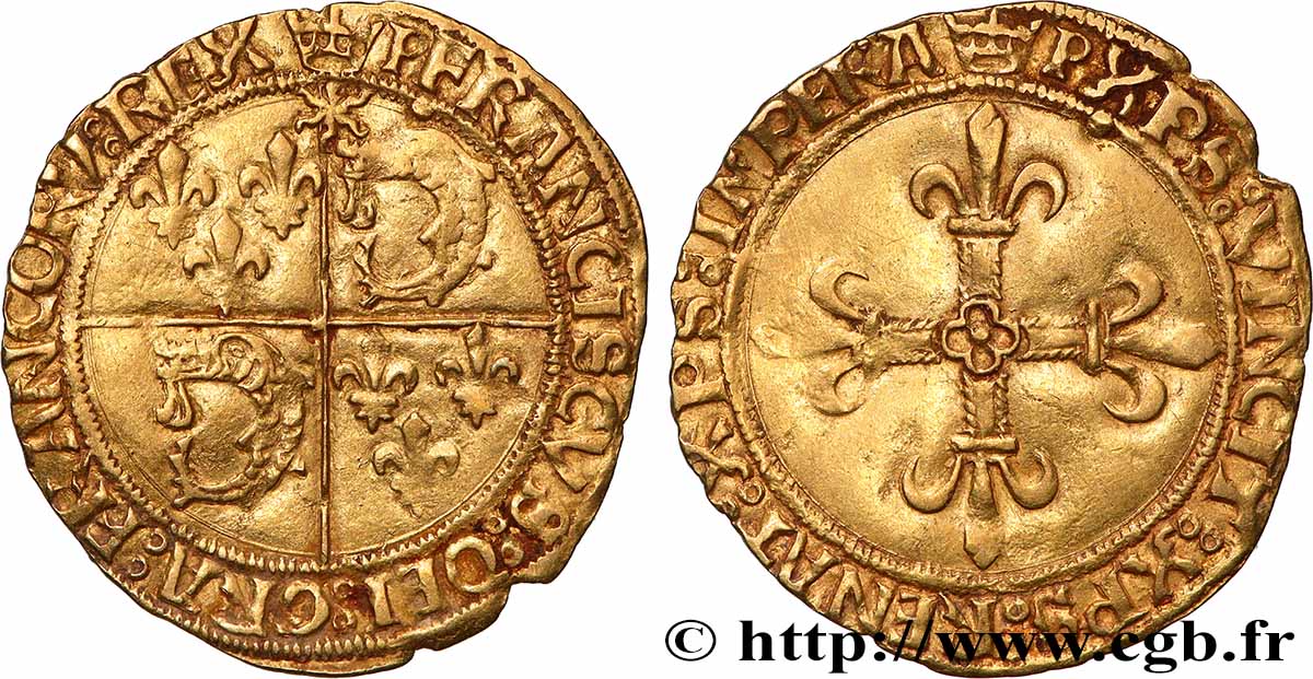 FRANCIS I Écu d&nbsp;or au soleil du Dauphiné, 1er type n.d. Crémieu XF