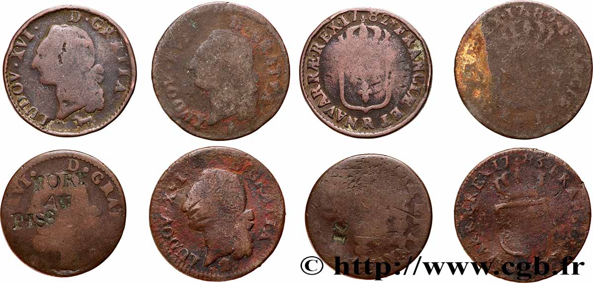 LOUIS XVI Sols dits &nbsp;à l&nbsp;écu&nbsp;, lot de 4 ex. n.d. Ateliers divers Lot