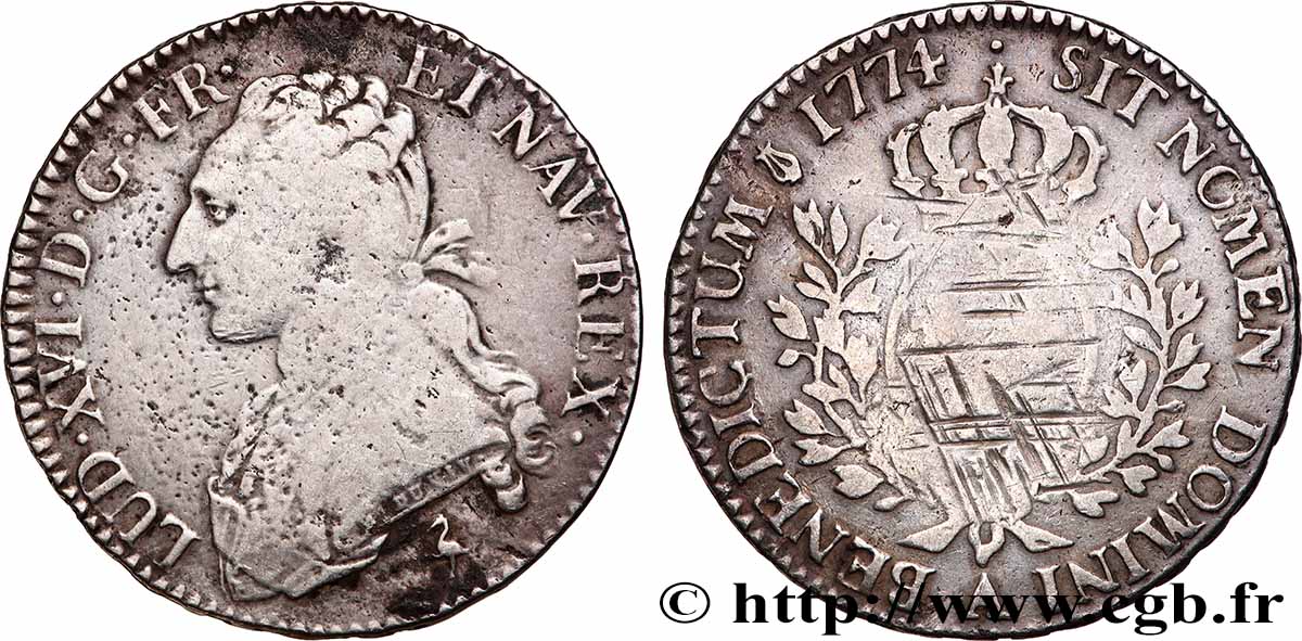 LOUIS XVI Demi-écu aux branches d&nbsp;olivier 1774 Paris TB