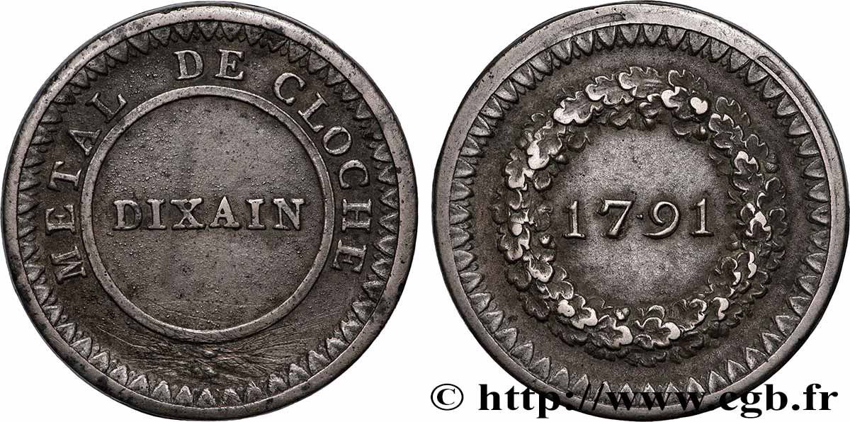 CONFIANCE (MONNAIES DE...) Dixain de Rochon 1791 Lyon TTB