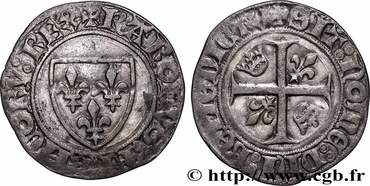 CHARLES VI &nbsp;THE MAD&nbsp; OR &nbsp;THE WELL-BELOVED&nbsp; Blanc dit &nbsp;guénar&nbsp; n.d. s.l. fVZ