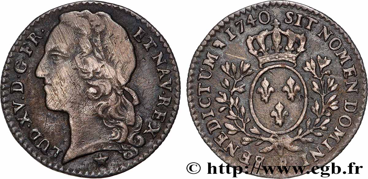LOUIS XV THE BELOVED Dixième d&nbsp;écu aux branches d’olivier, tête ceinte d’un bandeau 1740 Orléans XF