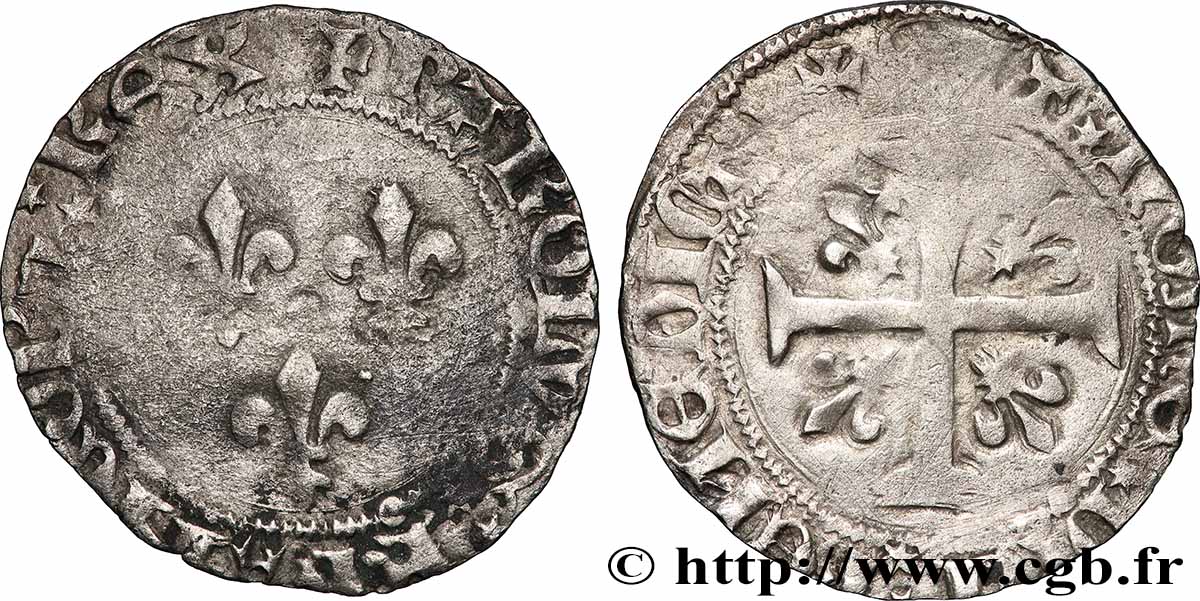 CHARLES VII &nbsp;THE WELL SERVED&nbsp; Blanc aux trois lis s.m. Poitiers q.BB
