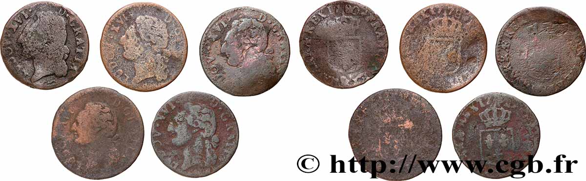 LOUIS XVI Demi-sol dit &nbsp;à l&nbsp;écu&nbsp;, lot de 5 ex. n.d. Ateliers divers lotto