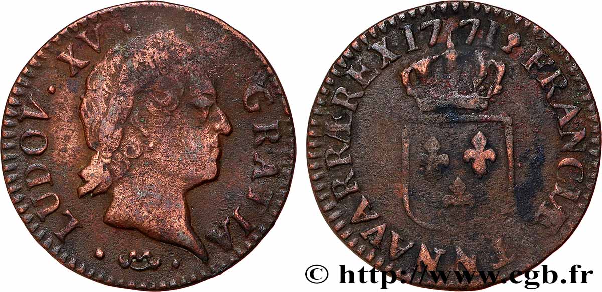 LOUIS XV DIT LE BIEN AIMÉ Demi-sol dit “à la vieille tête” 1771 Montpellier TB+