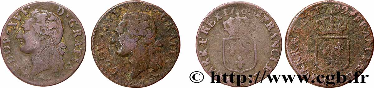 LOUIS XVI Demi-sol dit &nbsp;à l&nbsp;écu&nbsp;, lot de 2 ex. n.d. Ateliers divers lotto