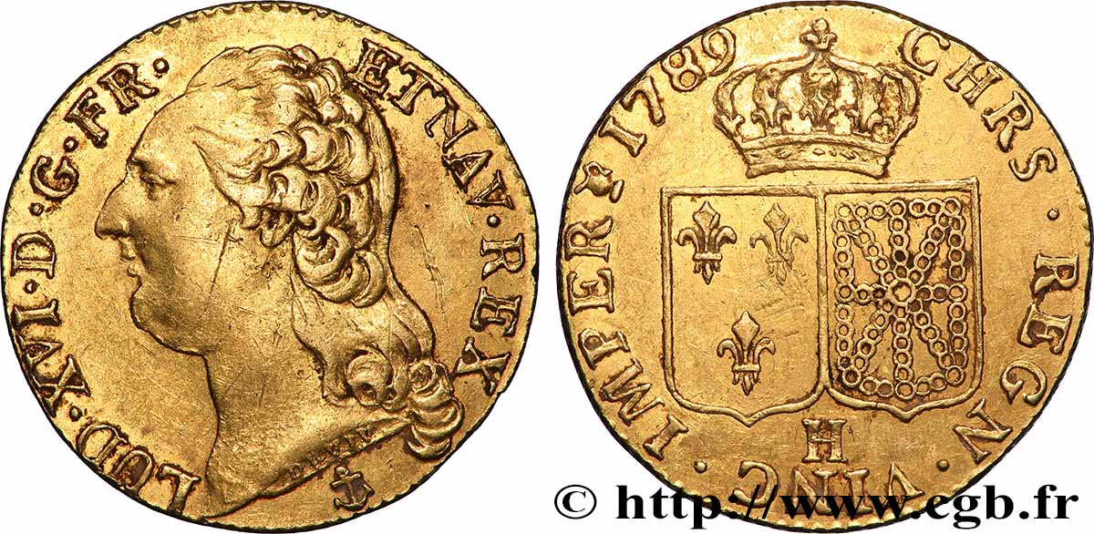 LOUIS XVI Louis d&nbsp;or aux écus accolés 1789 La Rochelle TTB/TTB+