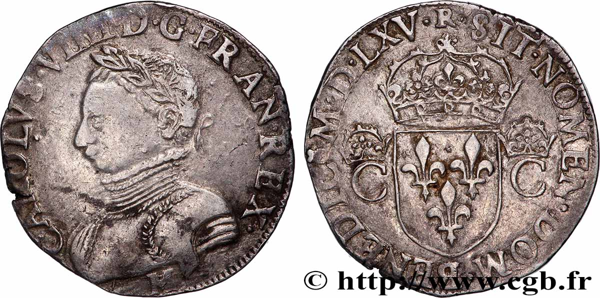 CHARLES IX Teston, 2e type 1565 Toulouse TTB