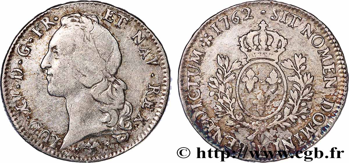 LOUIS XV &nbsp;THE WELL-BELOVED&nbsp; Écu aux branches d’olivier, tête ceinte d’un bandeau 1762 Bayonne q.BB