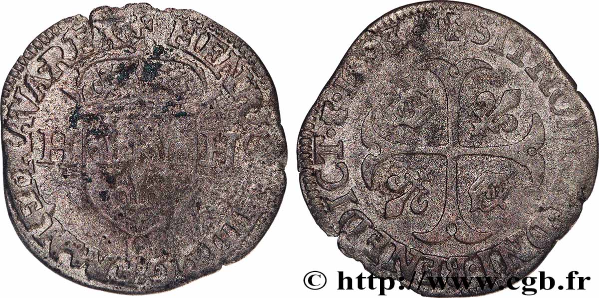 HENRY IV Douzain aux deux H, 2e type 1593 Saint-Lô BC+